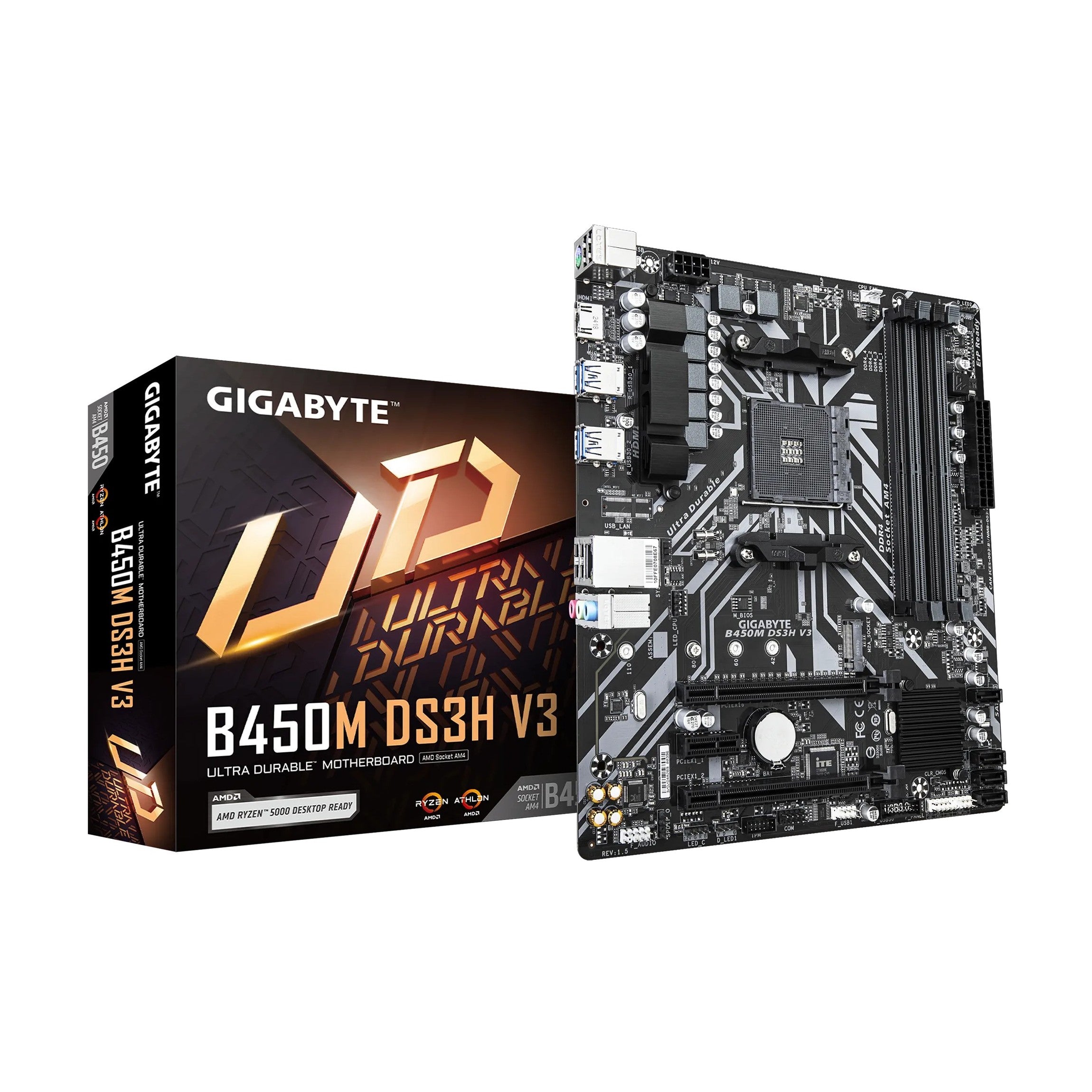 Gigabyte B450M DS3H V3 AMD Motherboard with PCIe Gen3 x4 M.2 and RGB Fusion 2.0