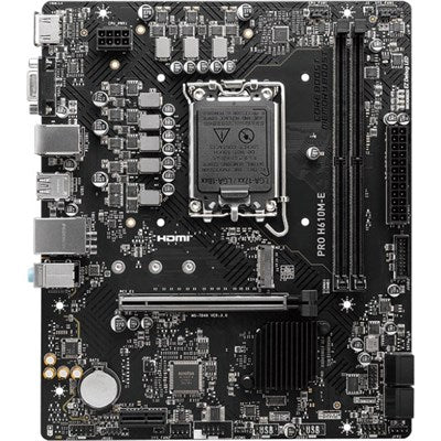 MSI PRO H610M-E Intel Motherboard - LGA 1700 Socket for 12th to 14th Gen Intel Processors - DDR4 Slots - PCIe 4.0 Support - AI Cooling - mATX
