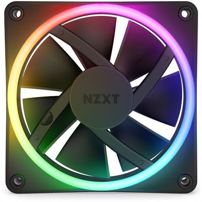 NZXT F120 RGB Duo 120mm Dual-Sided RGB Fan with Anti-Vibration Rubber Corners, Black - Single Pack