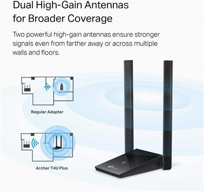 TP-Link Archer T4U Plus AC1300 Dual Antennas Wireless USB Adapter - MU-MIMO Technology