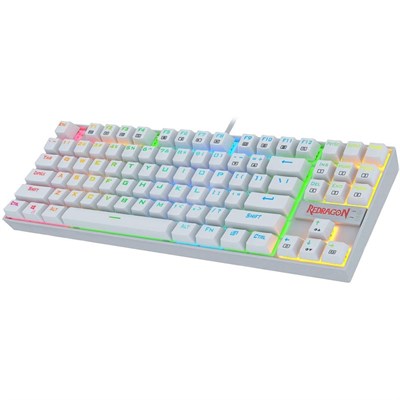Redragon KUMARA K552W-RGB Mechanical Gaming Keyboard - Blue Switches - White - 87 Key Compact RGB Backlit Keyboard