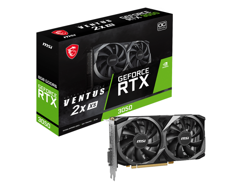 MSI GeForce RTX 3050 VENTUS 2X XS 8G OC Video Graphics Card | Boost 1807 MHz