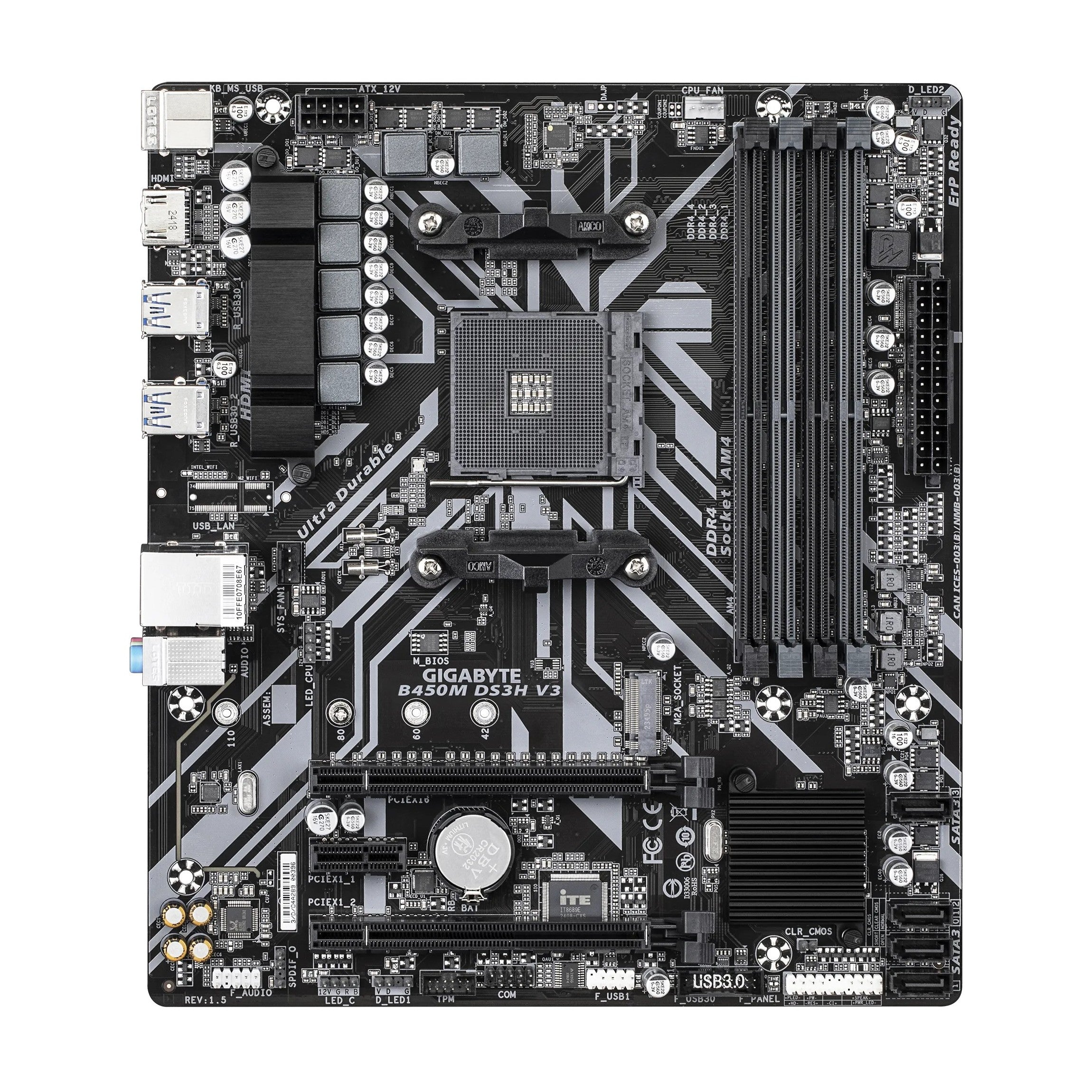 Gigabyte B450M DS3H V3 AMD Motherboard with PCIe Gen3 x4 M.2 and RGB Fusion 2.0