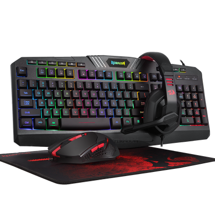 Redragon S101-Ba-2 4-In-1 Gaming Combo Set W/ Keyboard, Mouse, Headset & Pad