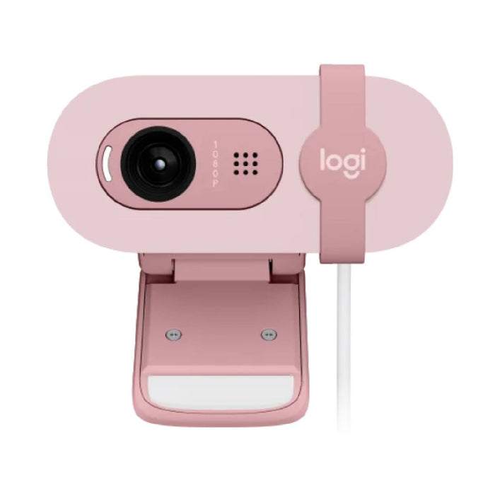 Logitech BRIO 100 Full HD 1080p Webcam | Rose - Fixed Focus Lens - Omni Directional Microphone - RightLight Two Auto Light