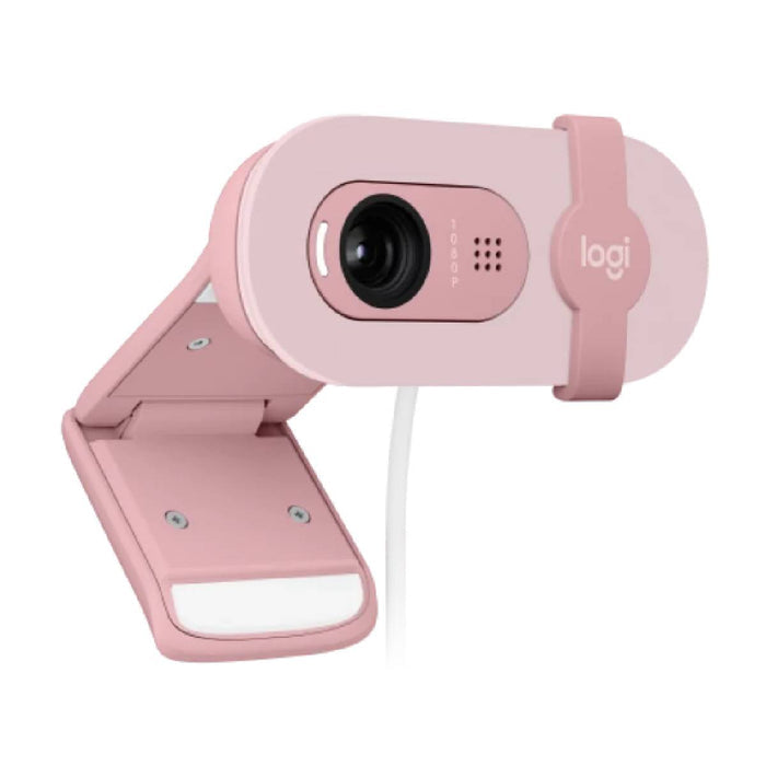 Logitech BRIO 100 Full HD 1080p Webcam | Rose - Fixed Focus Lens - Omni Directional Microphone - RightLight Two Auto Light