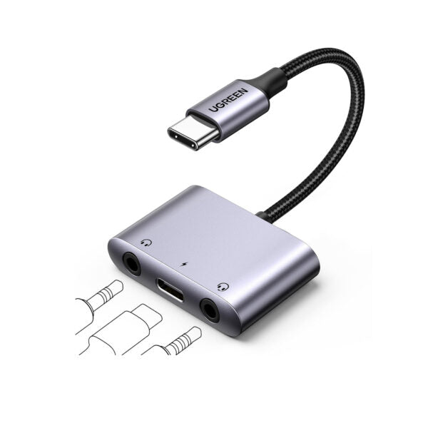 Ugreen 25838 Usb C To 3.5Mm Audio Adapter 3 In 1 Charger And Headphone Splitter For Iphone 16/15 Pro Max, Galaxy S24/23 Ultra, Pixel 8, Ipad Pro