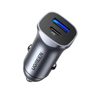 Ugreen 30780 Aluminum Pd 24W & Qc18W Fast Car Charger Adapter
