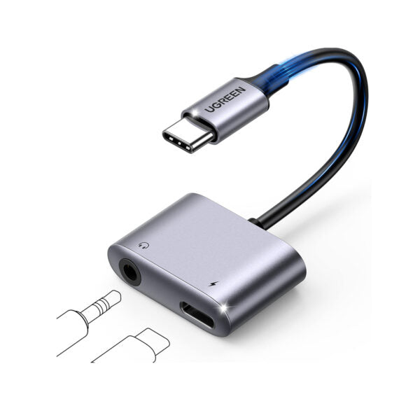 Ugreen 60164 Usb-C To Aux 3.5Mm Audio With Pd Adapter For Pubg Mobile / Free Fire, Earphone Converter With Dac Chip, Pd Qc Charging For