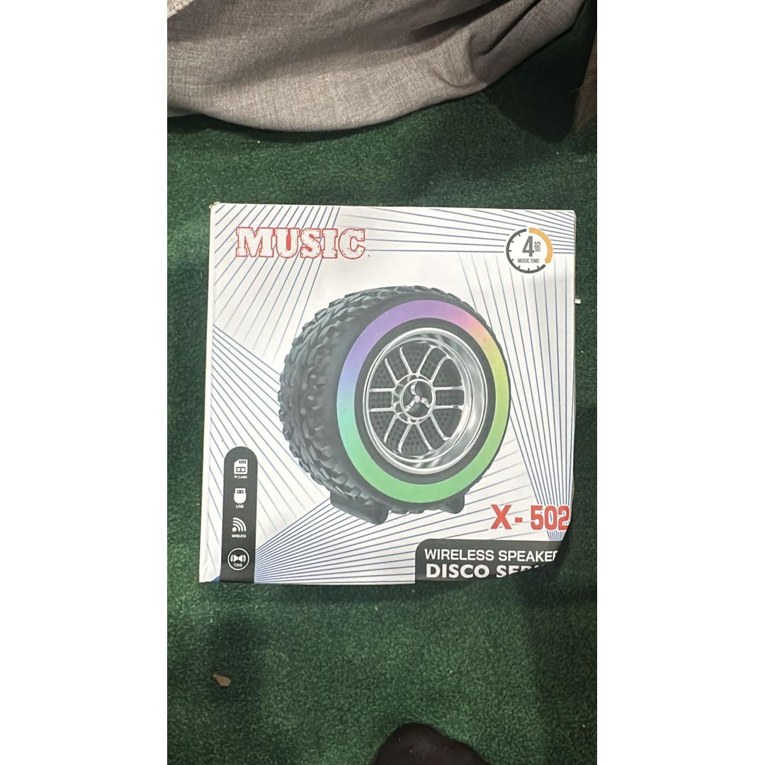 X-502 RGB Wheel-Shaped Wireless Speaker with Subwoofer Portable USB/BT Card Playback for Parties Computer Use