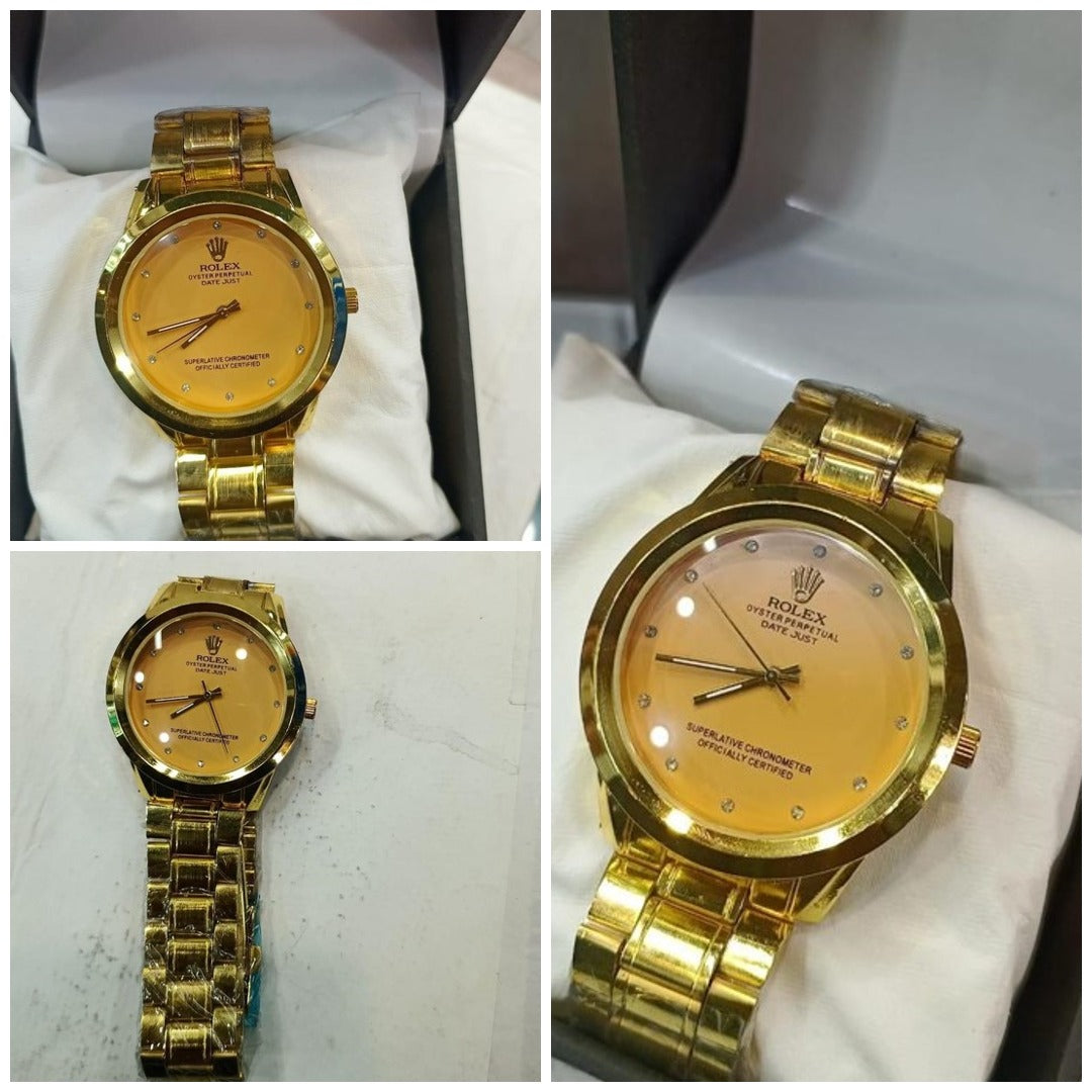 Rolex Men's Formal Quartz Wrist Watch with Stainless Steel Strap – 40mm Round Case ( Without Box )