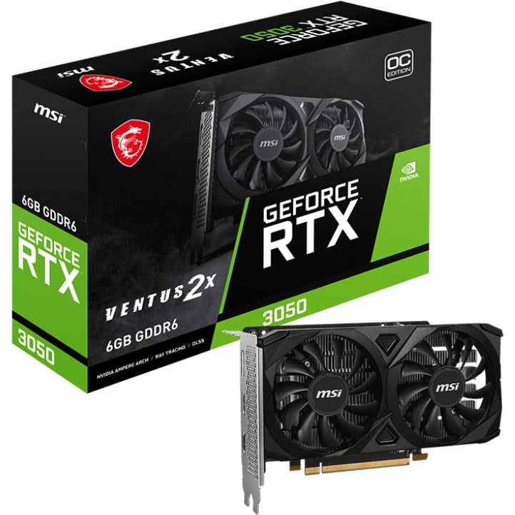 MSI GeForce RTX 3050 VENTUS 2X E 6G OC Video Graphics Card | 6GB GDDR6 96-bit
