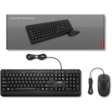 Lenovo 160 Wired Combo Keyboard and Mouse Wired Black