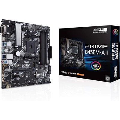 Asus PRIME B450M-A II Ryzen AM4 Micro ATX Motherboard - DDR4 - Gigabit LAN - RGB Header