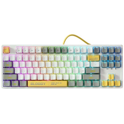 Bloody S87 RGB Gaming Keyboard with Hot-Swappable BLMS Customize Mechanical Switches - Energy White